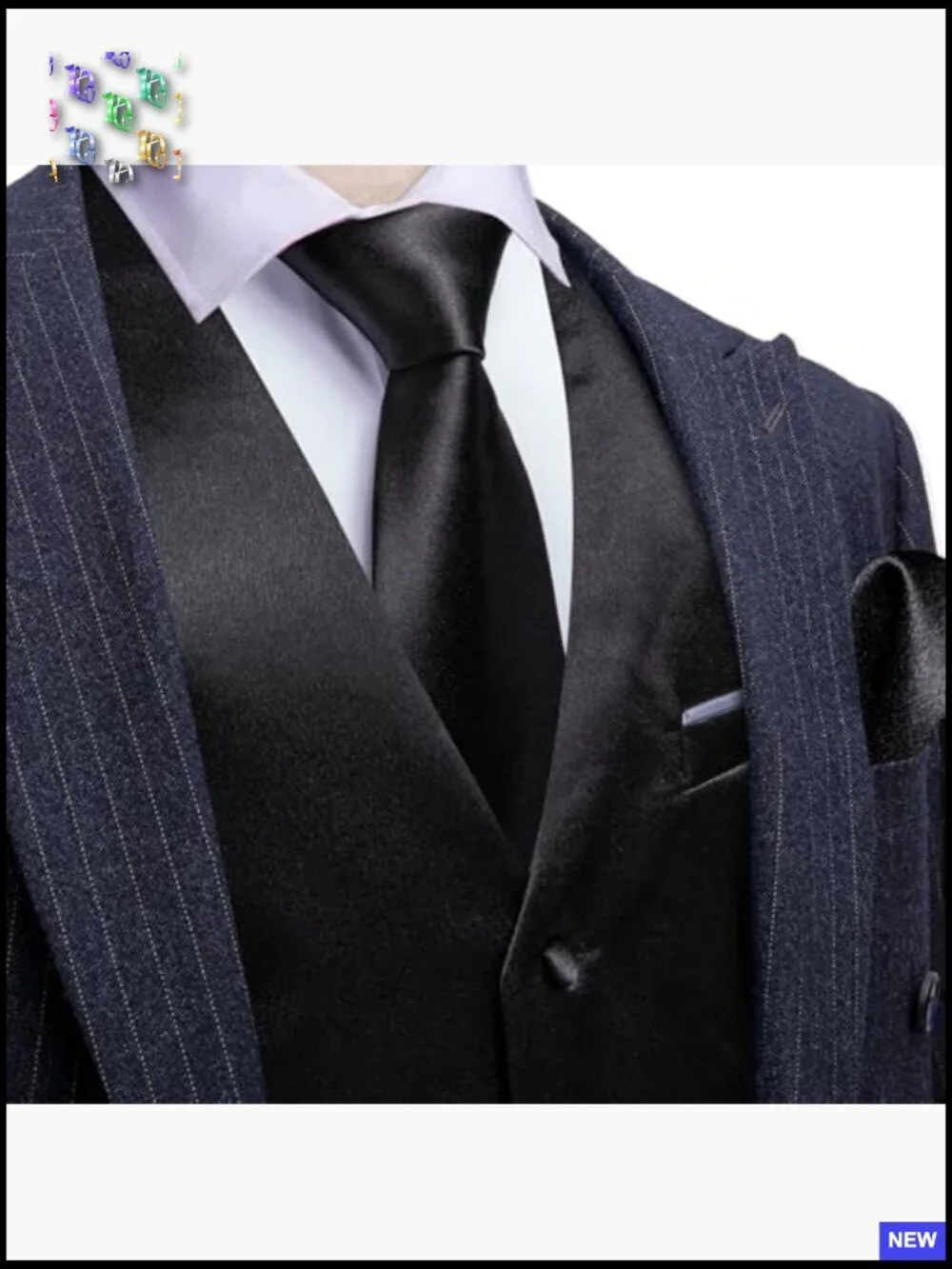 Men's Formal Vest Set with Tie Cufflinks Adjustable Back Business Wedding Party